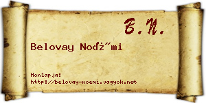 Belovay Noémi névjegykártya